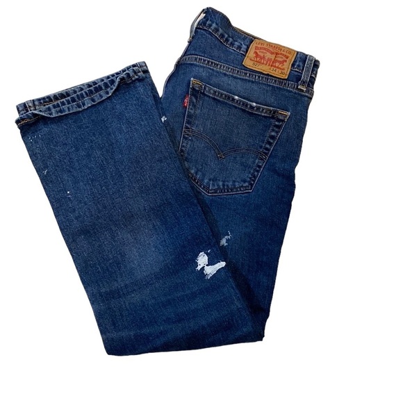 Levi’s 527 Distressed Paint Destroyed Jeans Slim Fit Boot Cut Denim Size W34xL30 - Picture 5 of 11